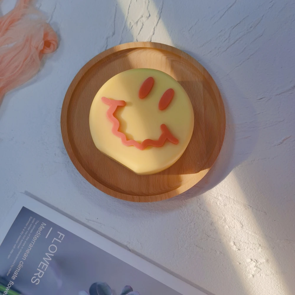 

Smile Face Silicone Candle Mold Soap Silicone Mold Pastel Aesthetic Circle Wave Smiley Silicone Mould For DIY Candles Art