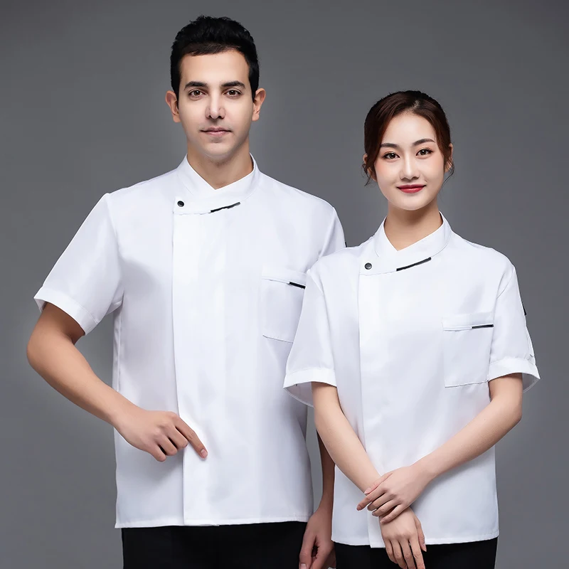 Ресторанная кухонная куртка с коротким рукавом для мужчин и женщин униформа шеф
