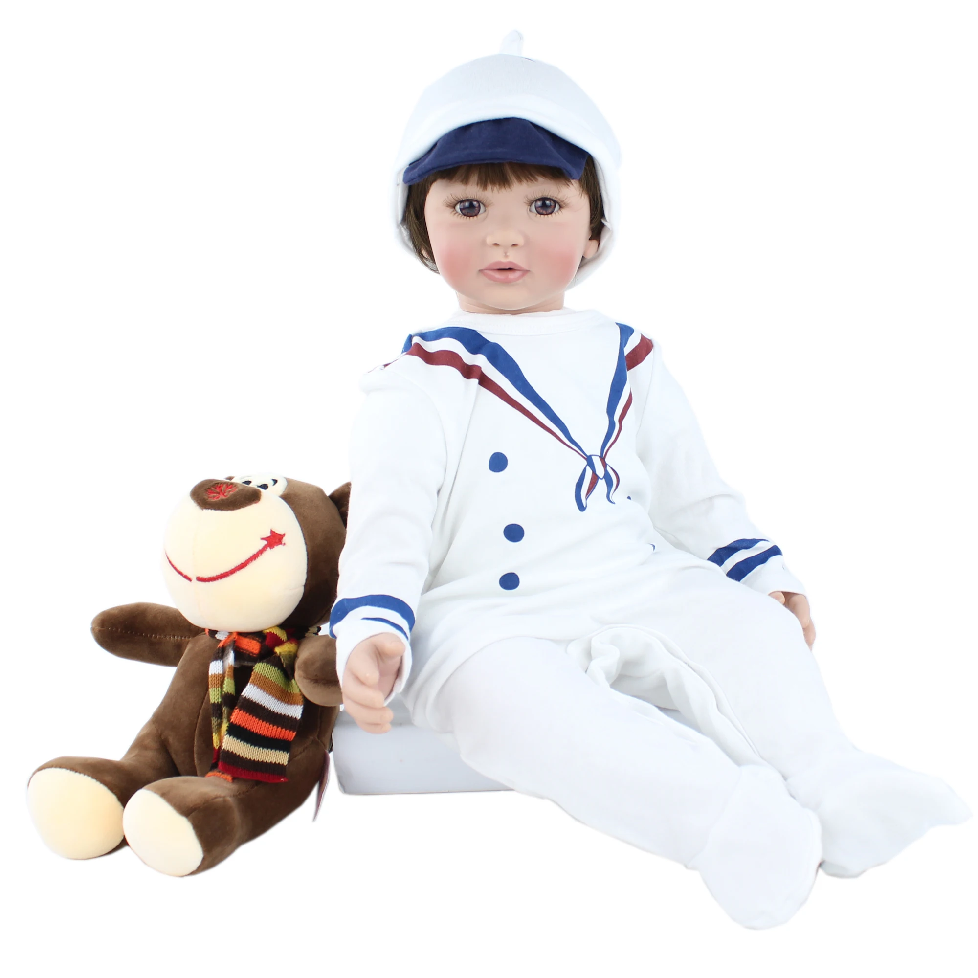 

60 см, мягкая силиконовая виниловая кукла для новорожденного мальчика, игрушка для девочек, как настоящий, 24 дюйма, большой малыш, Bebe, прекрас...
