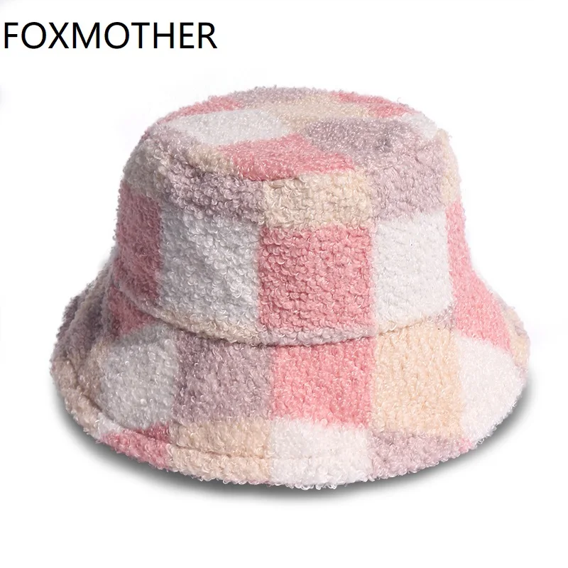 Панама FOXMOTHER, зимняя, из искусственного меха, в клетку