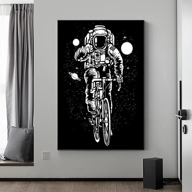 

Astronaut Bicycle Fish Skater Galaxy Boat Wall Art Canvas Painting Nordic Posters and Prints Wall Pictures for Living Room Decor