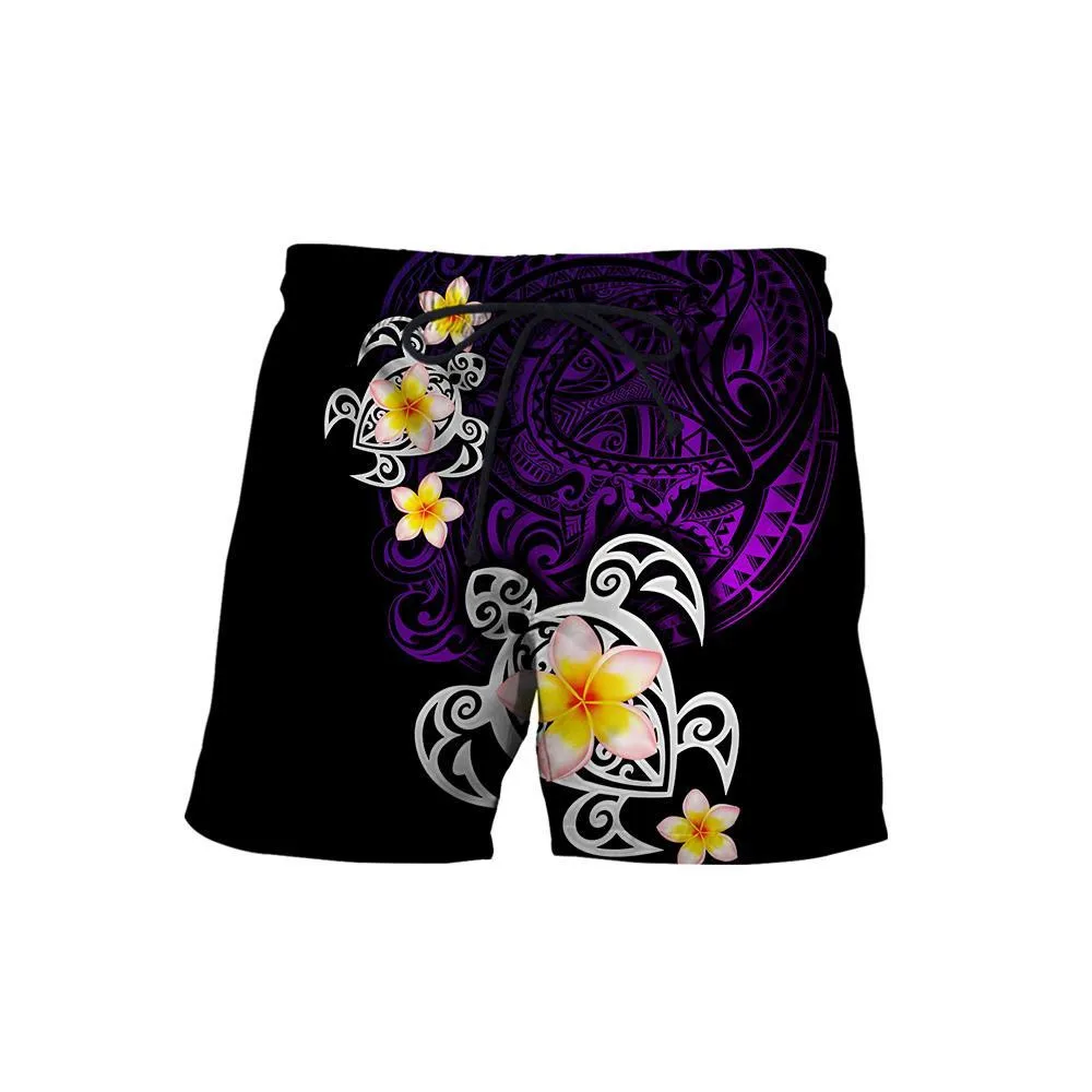 

CLOOCL Fashion Sport Shorts 3D Graphics Amazing Polynesian Tattoo Purple Turtle Pants Polyester Casual Sportswear Men Clothing