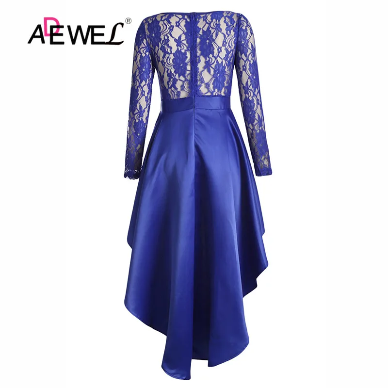 ADEWEL/кружевные платья с длинным рукавом и круглым вырезом элегантные вечерние