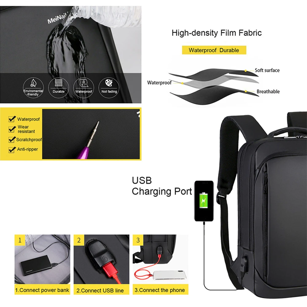 Laptop Backpacks 15.6 Inch Mens Male Business Notebook Mochila Waterproof Back Pack USB Charging Bags Travel Bagpacks | Багаж и сумки