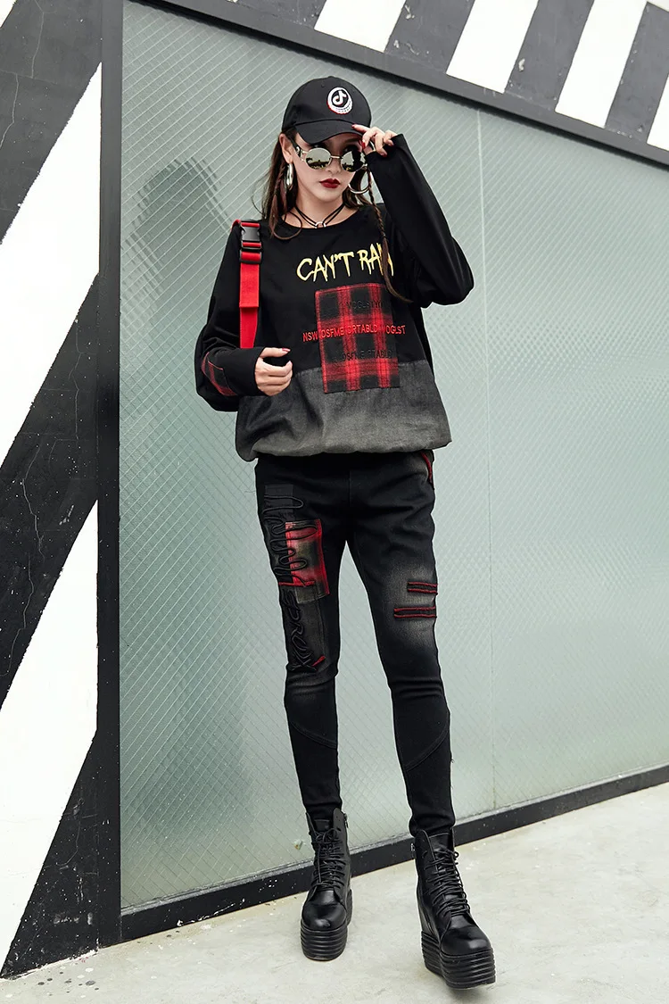 Max LuLu Роскошные корейские Harajuku Брендовые женские весенние кроп-топы, женские джинсовые клетчатые футболки, хлопковые повседневные женские винтажные футболки