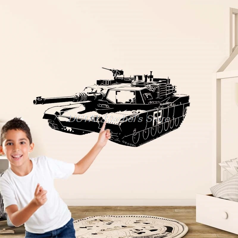 F2 Tank Wall Sticker Military Weapon Army Decal Vinyl Sticker House Murals For Kids Room Decoration