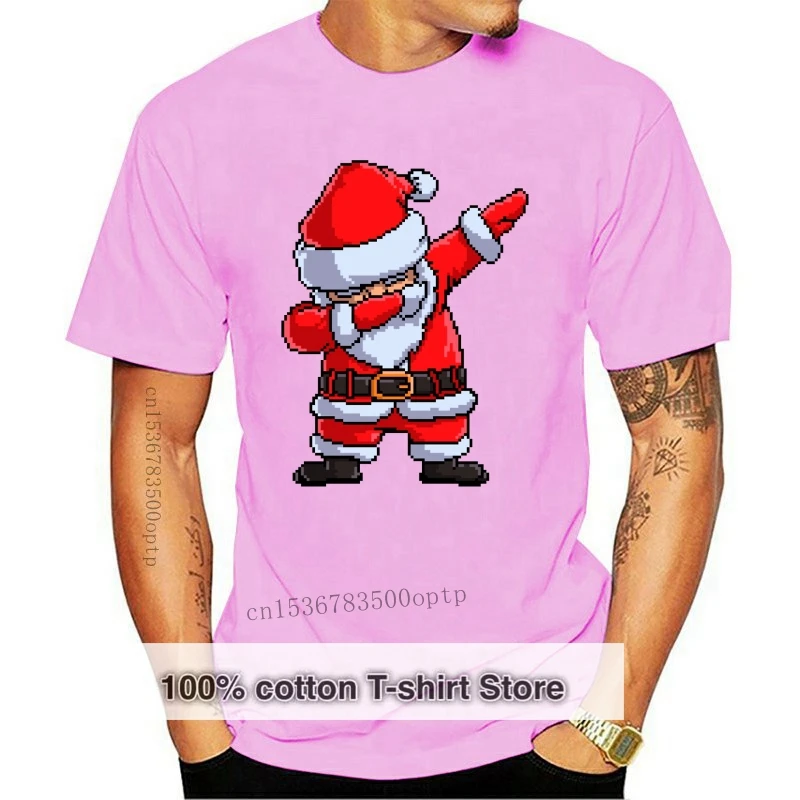 

Футболка мужская приталенная с рисунком деда мороза дабббинга, художественная рубашка с рисунком пикселя, подходит для танцев на Рождество...
