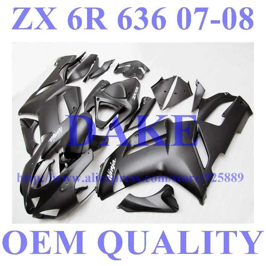 

Best Matte Black Fairing Kit FOR KAWASAKI NINJA ZX 6R 636 07 08 ZX-6R Tim ZX6R 2007 2008 ZX 6R 07 08 Fairings Windscreen