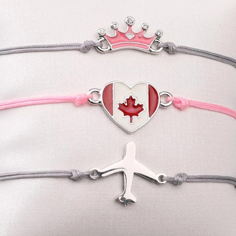 

Handmade elastic rope weaving airplane crown letter jewelry simple bracelet Japanese and Korean fashion student couple браслет