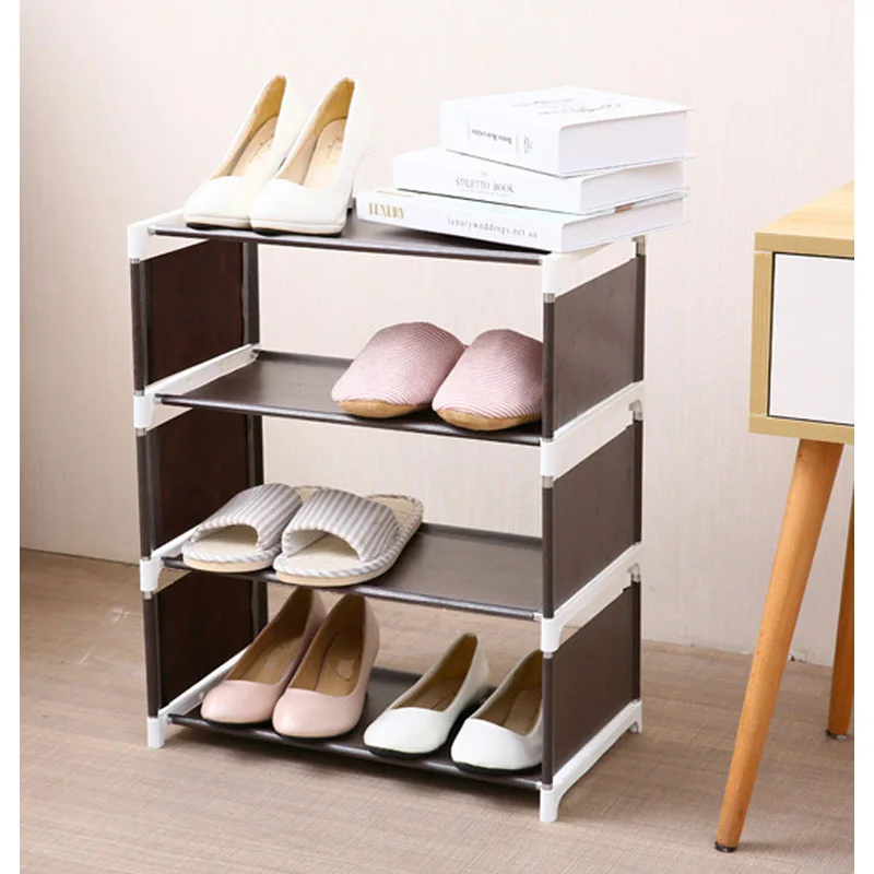 4 ярусная стойка для обуви в сборе шкаф хранения из нержавеющей стали