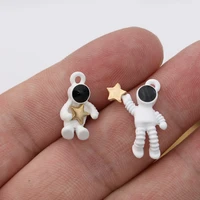 5pcs enamel white spray paint astronaut charm pendant for jewelry making earrings bracelet necklace accessories diy findings