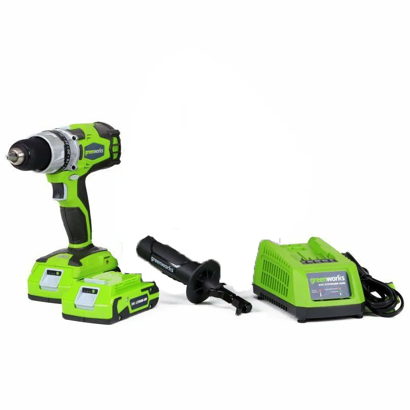 

Greenworks G-24 24V Brushless motor Cordless DigiPro 2 Speed Compact Drill Max with Battery and Charger