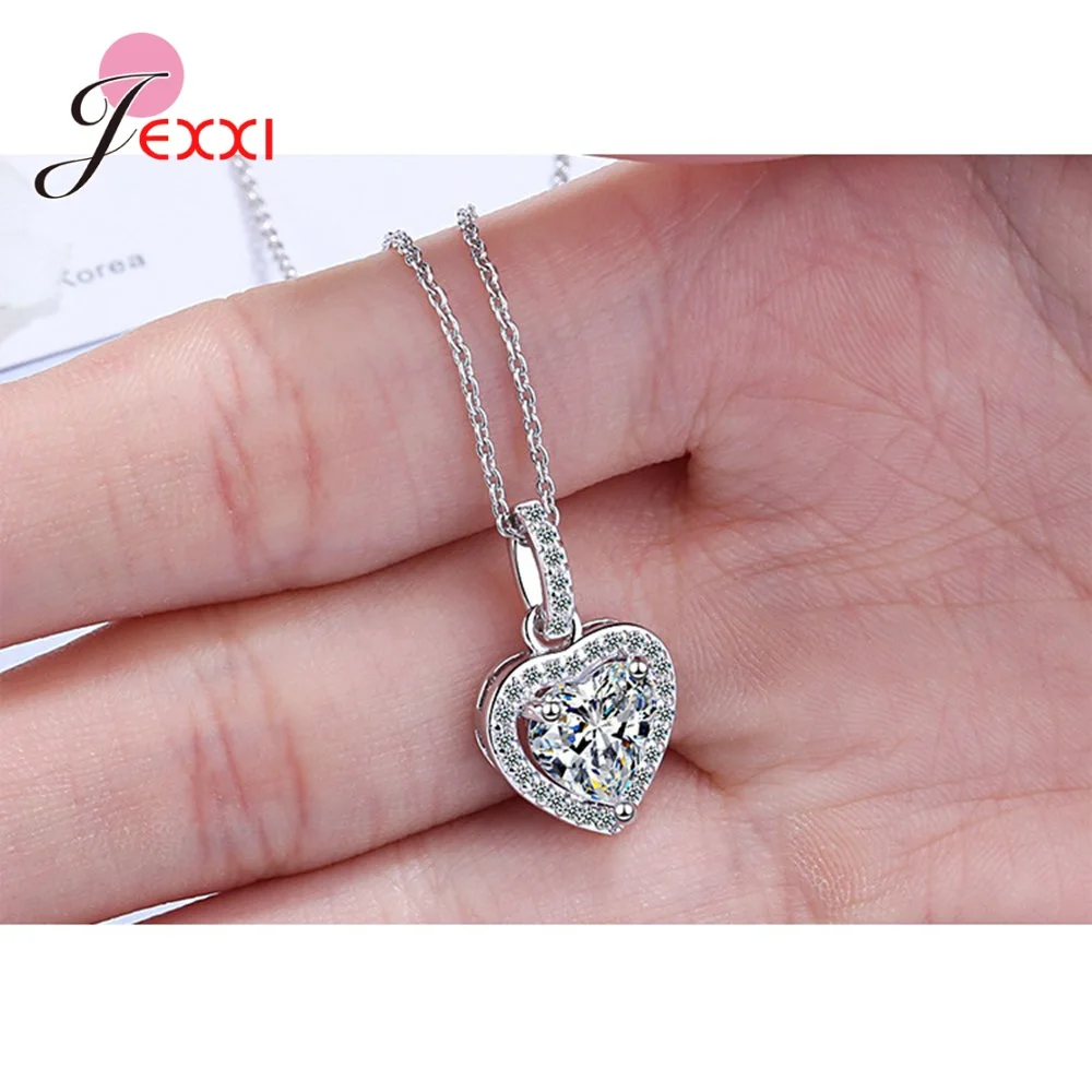 

Charms Exquisite Heart Cubic Zirconia Pendant Necklaces Fashion 925 Sterling Silver Jewelry For A Women Gifts Free Shipping