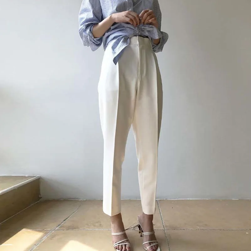 Брюки женские с завышенной талией повседневные брюки-карандаш до щиколотки на