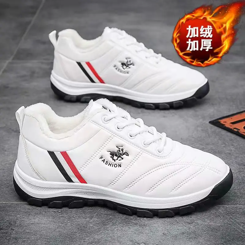 

2021 модные туфли из искусственной кожи плюс бархатная Теплая мужская повседневная обувь спортивные туфли низкая помощь с круглым носком кож...