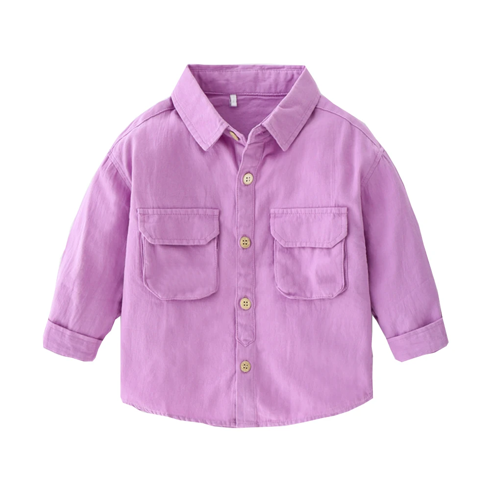 

Tou/рубашки на пуговицах с длинными рукавами для маленьких мальчиков, однотонные рубашки для малышей, детские топы, детская одежда, хлопок, дл...