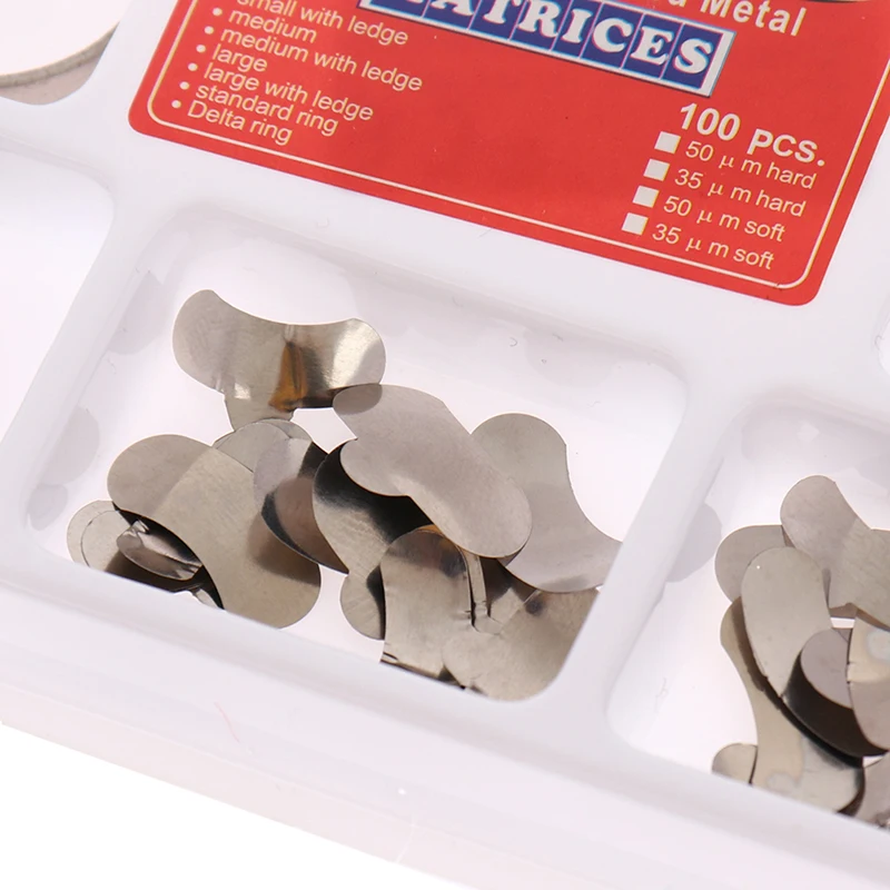 

100Pcs/Set Dental Matrix Sectional Contoured Metal Matrices Bands Dental Matrix Rings Full Teeth Replacement Dentsit Oral Care