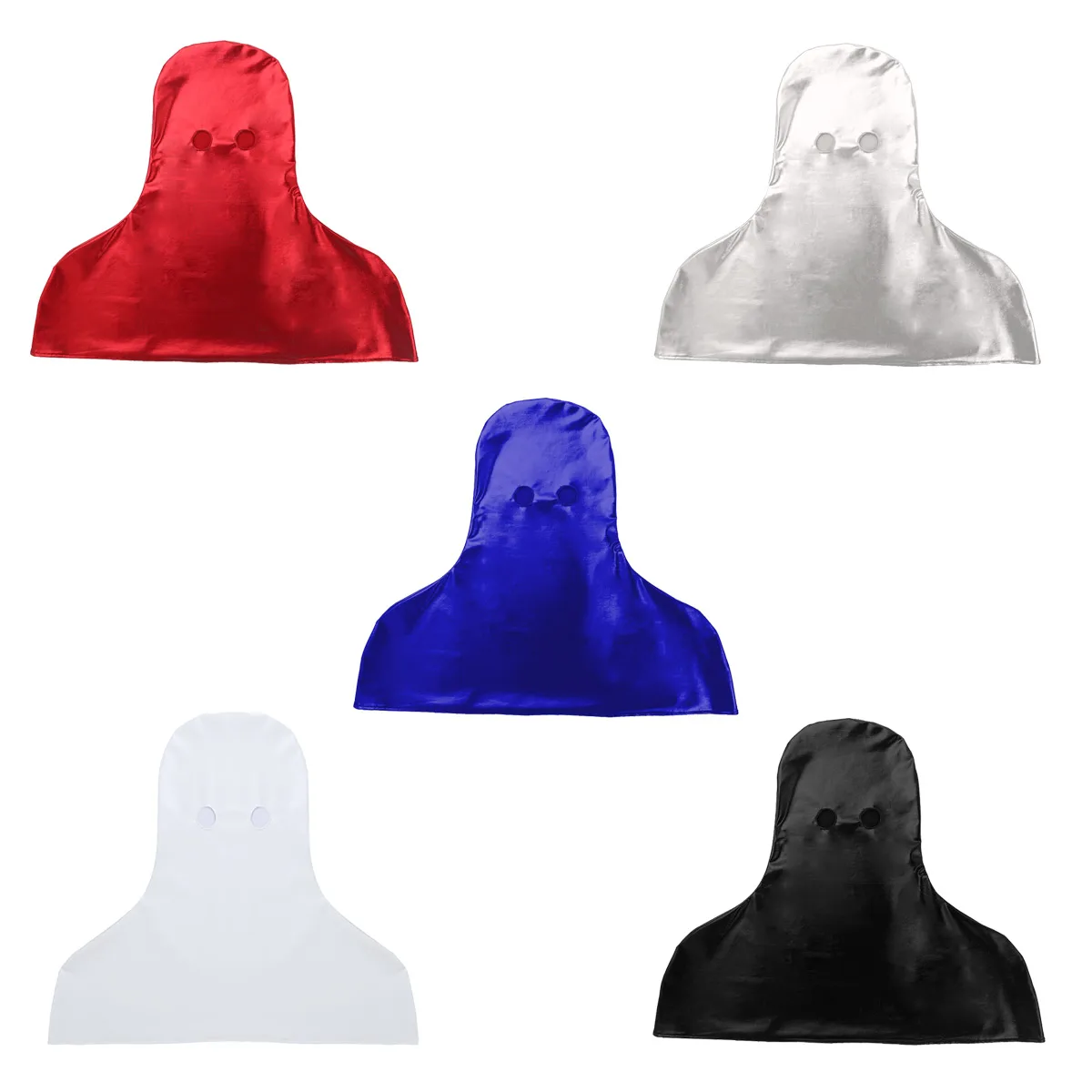 

Unisex Men Women Shiny Metallic Open Eye Hole Headgear Full Face Mask Hood for Adults Role Play Costumes Clubwear
