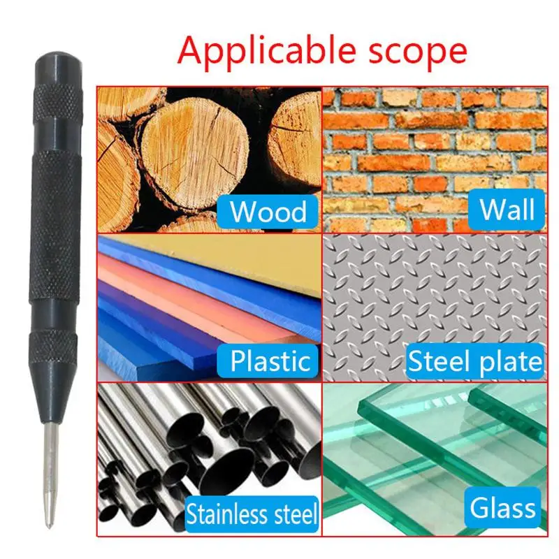 

Golden/Black Drill Automatic Center Punch Metal Glass Breaker Spring Marker Drill Bit Tools Starting Holes Fast Drilling
