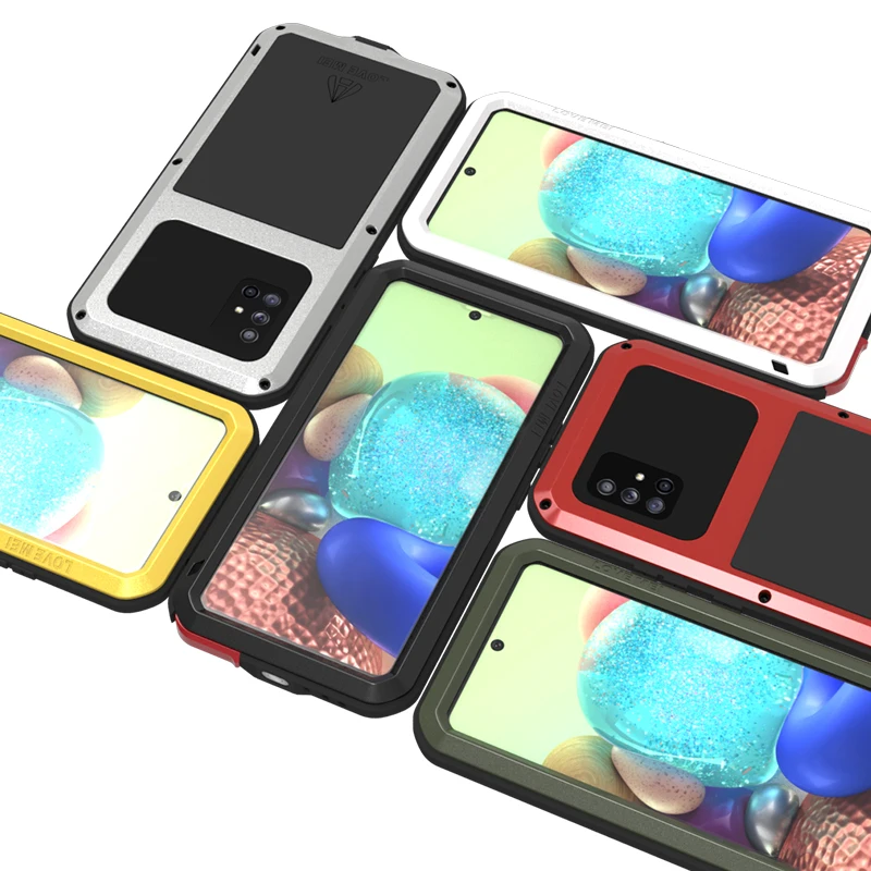 

360 Full Protection Shockproof Water Resistant Aluminum Alloy Metal Tempered Glass Phone Case for Samsung Galaxy A71 4G 5G Cover