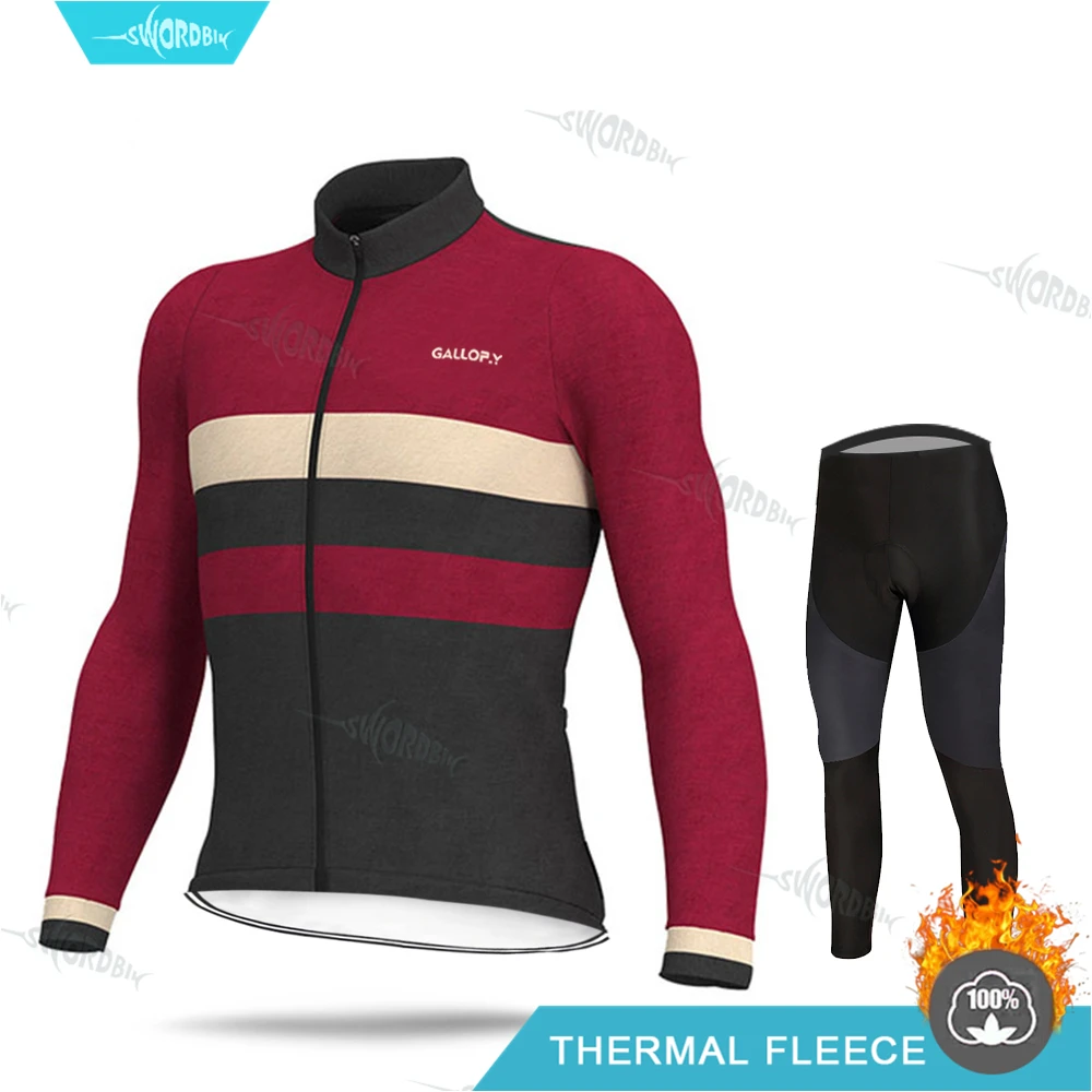 Normal Cycling Set Зимнее платье с длинными рукавами Велосипедная форма Aleing Pro велосипедной команды Джерси комплект Для мужчин MTB Термальность флисовая Зимняя дорога езда на велосипеде шорты для маленьких мальчиков, раздел-одежда для детей; футболки Ciclismo - Цвет: Normal Cycling Set