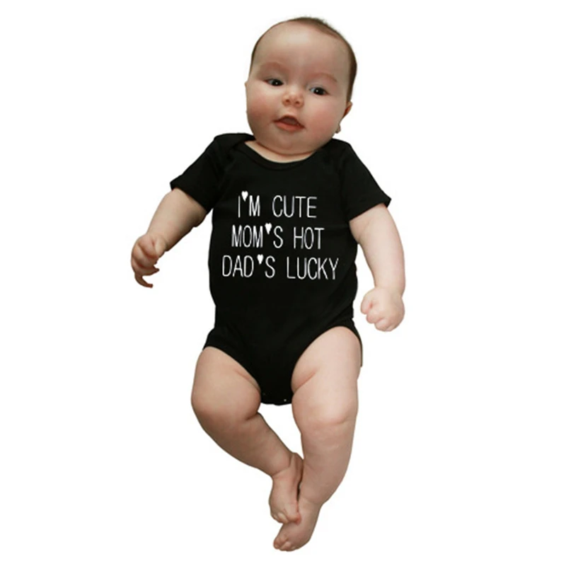 

Fashion Letters Printed Black Children Clothes Short Sleeve Baby Rompers Summer Kids Overal Outfit Baby Clothes Boy Girl Clothes
