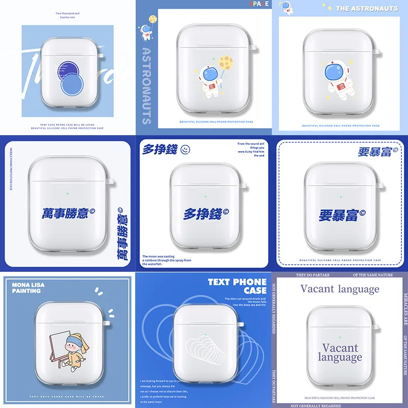 

For AirPods Case INS Painted Cartoon Cute Pattern Soft TPU Transparent Earphone Case For AirPods 2 3 AirPods Pro Earphones Cover