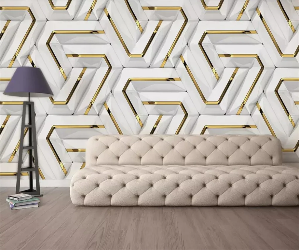 

beibehang Custom wallpaper 3D solid geometry pattern background wall gold abstract living room bedroom wallpaper papel de parede