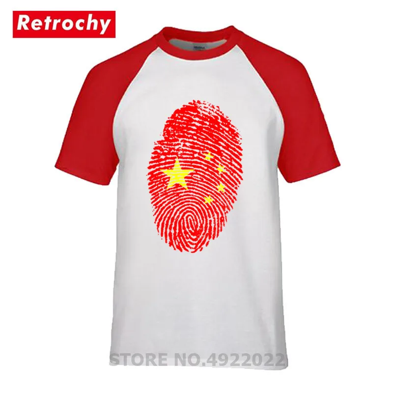 Китайская футболка с флагом отпечатков пальцев Hombre Camisetas Мужская китайским