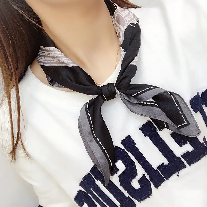 

New Faux Silk Satin Fresh Printed Square Scarf Customized Women Fashion 53*53 CM