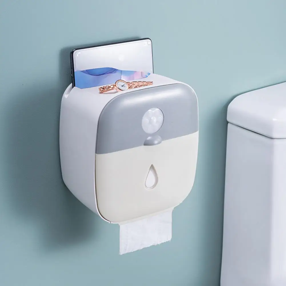 

Tissue Box Self Adhesive Wall Mounted USB Power Waterproof Tissue Storage Box for Bathroom
