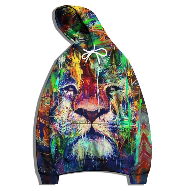 

Lion Digital Print Big Size 5XL 6XL Unisex Hooded Hoodie Casual Sweatshirt Hip Hop Hoodie Streetwear Classic Hoody Pullover Tops