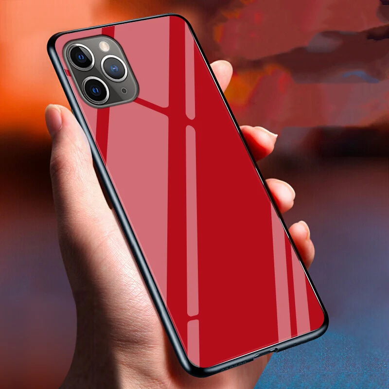 Чехол из закаленного стекла для iphone 11 pro Max чехол телефона мягкая рамка жесткая
