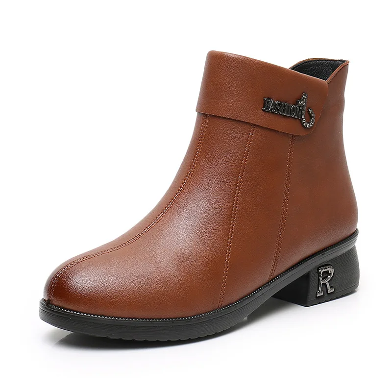 

Size 35-41 womens artifical leather ankle boots winter moccasins casual sneakers female vintage plush shoes