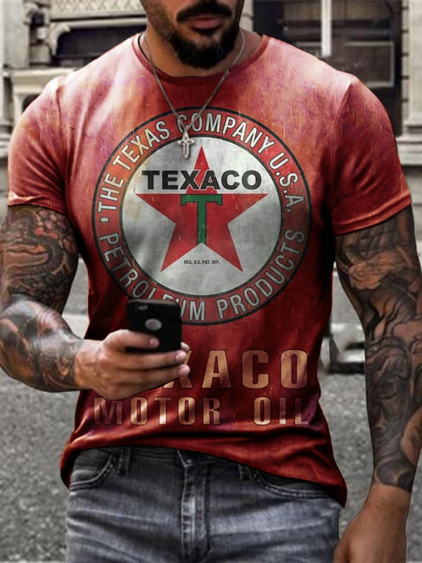 

Retro Casual Motor Oil Printing Short-sleeved 2021 Latest 3D Men's T-shirt Fashion Oversized T-shirt Streetwear Breathable Top