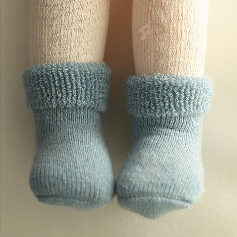 Calcetines gruesos de lana para ni&ntilde;o y ni&ntilde;a, calentadores de piernas de algod&oacute;n, accesorios de calzado, calcetines cortos de marca de 0 a 5 a&ntilde;os, Invierno-1