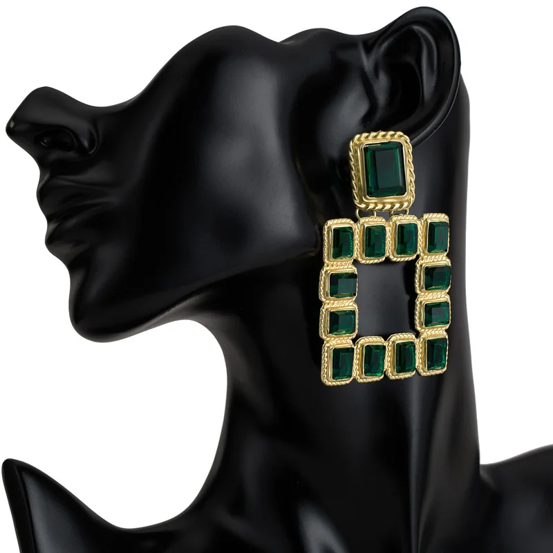 

Origin Summer Exaggerated Square Geometrical Dangle Earring for Women Fashion Hollow Metal Arcylic Earring Jewelry Pendientes