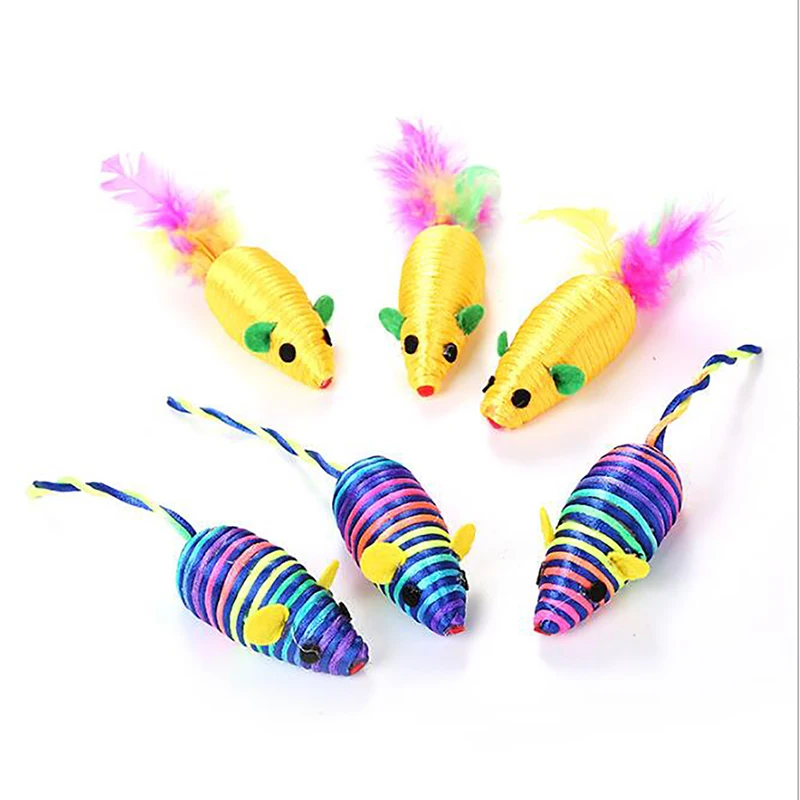 

Cat Toys False Mouse Pet Cat Toys Mini Funny Playing Toys For Cats With Colorful Feather Plush Mini Mouse Toys