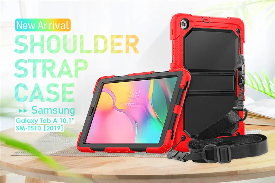 Чехол для samsung Tab A 10,1 SM-T510 SM-T515 T510 сверхмощный прочный противоударный чехол tab A 10,1 в Kickstand+ шейный ремень