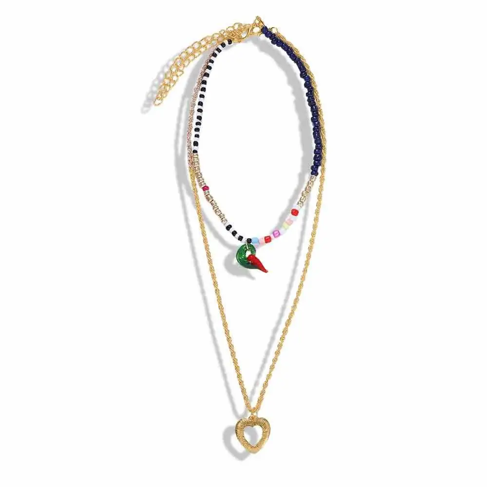 Dvacaman Boho красочные 2 шт./компл. бусы цепочка из нержавеющей стали этнические Многослойные Колье чокер с бусинами для женщин вечерние ювелирные изделия - Окраска металла: set7