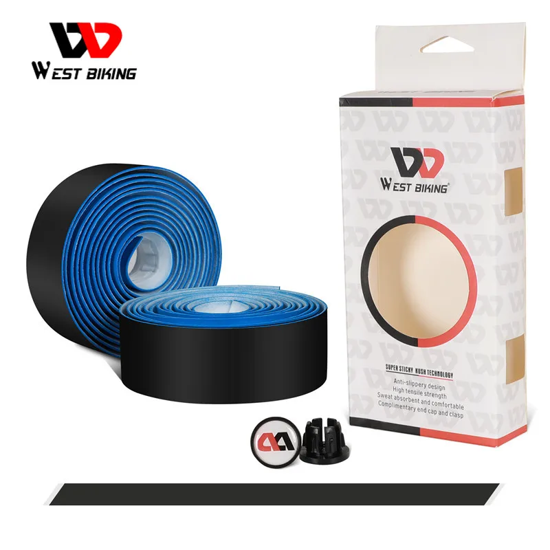 

WEST BIKING Professional Road Bicycle Handlebar Tape Anti-slip Soft Bike Handlebar Tape Shock Absorption Cycling Wrap End Plug