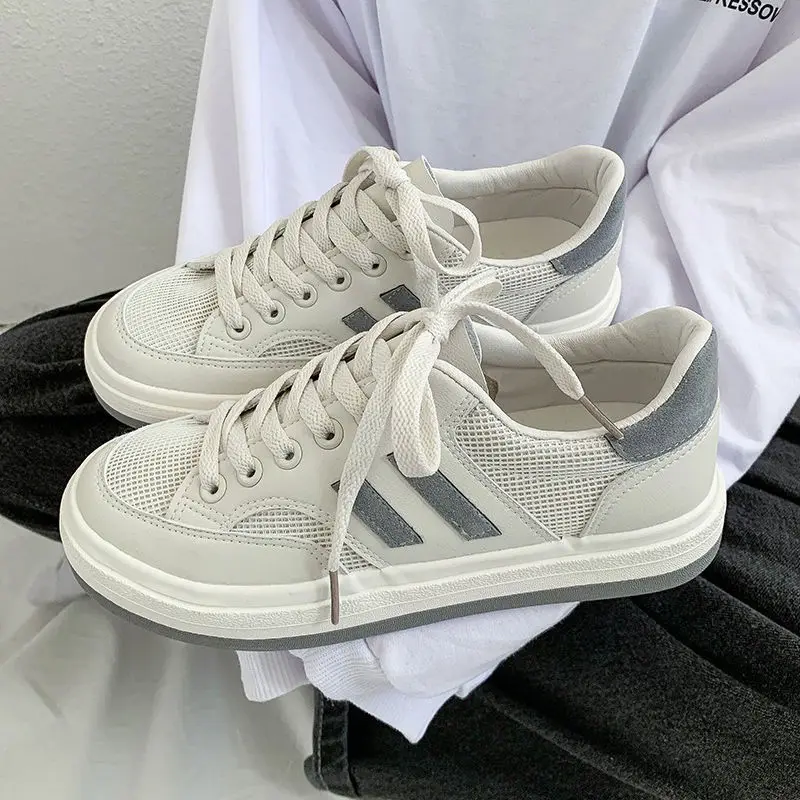 Fashion Sneakers Women Shoes Autumn Spring Loafers Woman Casual Shoes Microfiber Leather + Mesh High Quality Ladies Skateboard