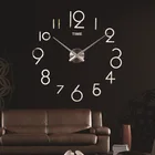 Простые и стильные настенные часы, акриловые зеркальные европейские 3d-наклейки сделай сам для гостиной, большие домашние украшения, кварцевые часы