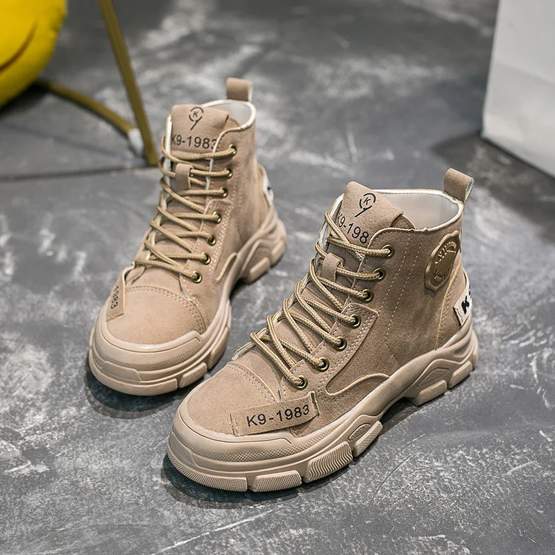 

2020 Thick Bottom Short Boots Women Winter Leisure Keep Warm Round-Toe Lace-Up Snow Boots Shoes Woman Botines