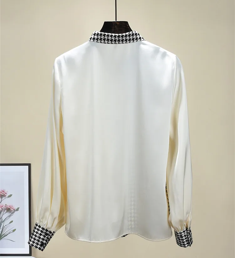 

Chic OL elegant Chiffon Shirts High qualoty plaid long sleeves Shirt blouses Top C323