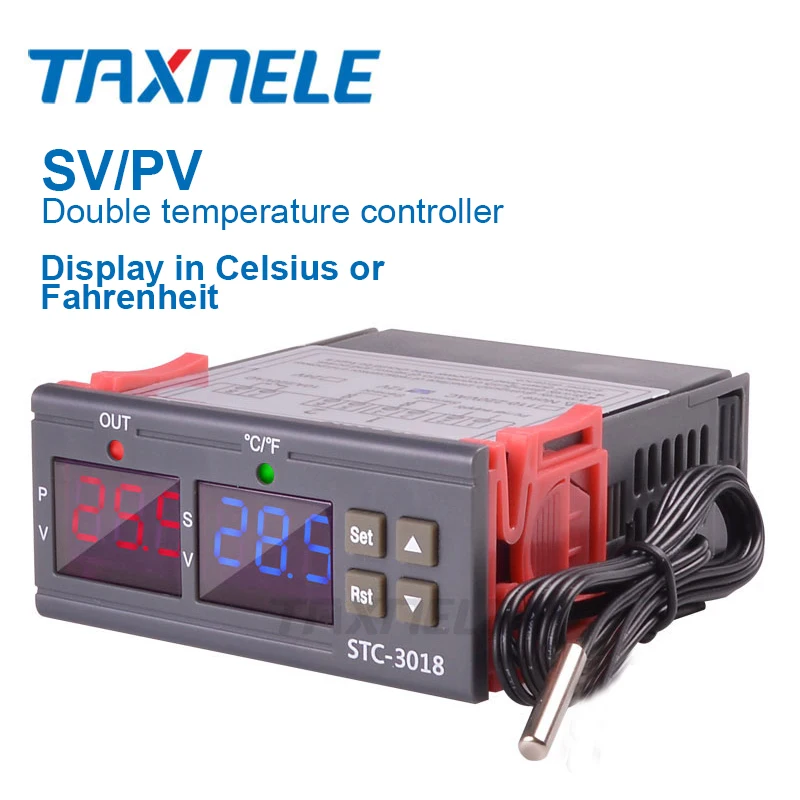 STC-3018 12V 24V 220V Цифровой Температура Контроллер C/F термостат 10A реле терморегулятор нагревательные охладительные цифровой Дисплей