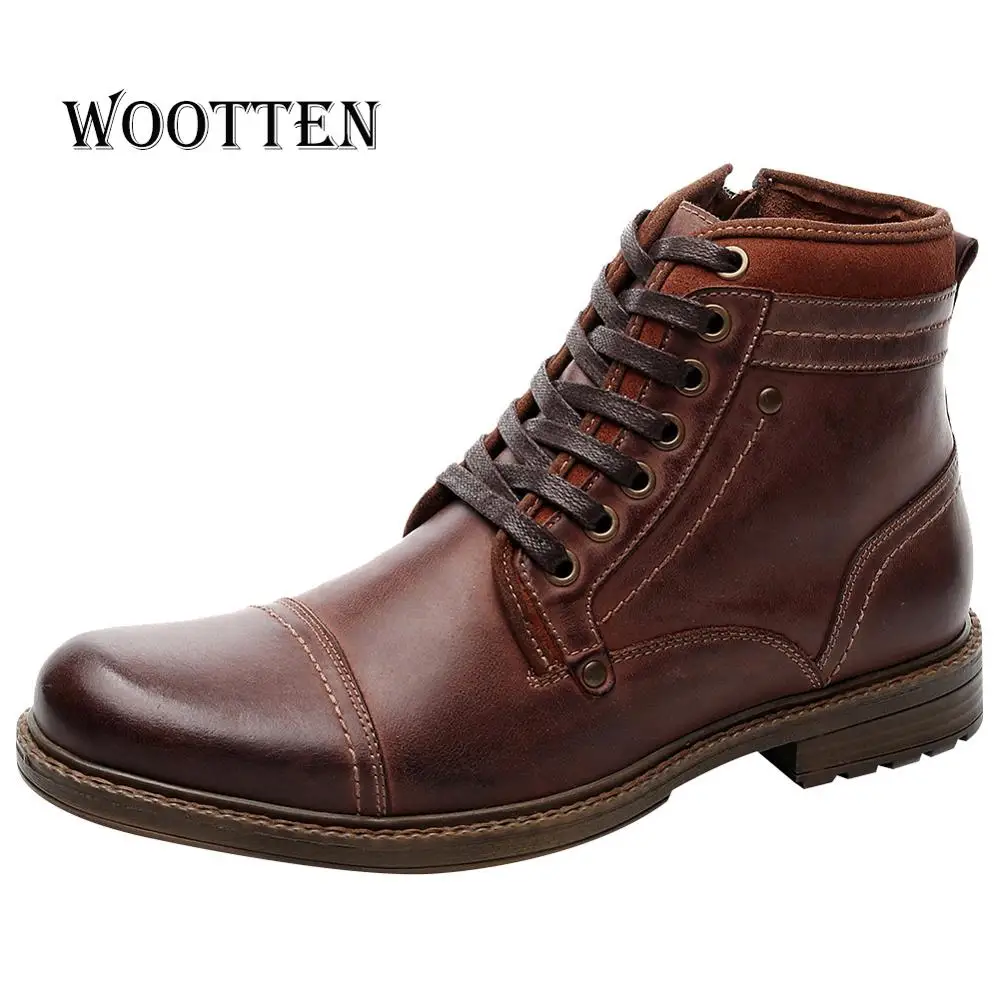WOOTTEN/Новые мужские Ботинки Martin Зимние ботинки из натуральной кожи Обувь ручной