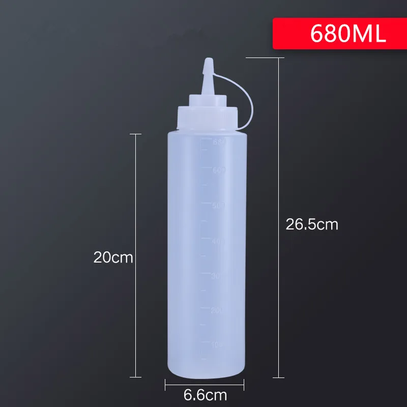 680ML translucent 1 шт. прочные бутылки, пластиковый Кухонный Контейнер для приправы, диспенсер для салата, соуса, масла, кетчупа - Цвет: 680ML translucent