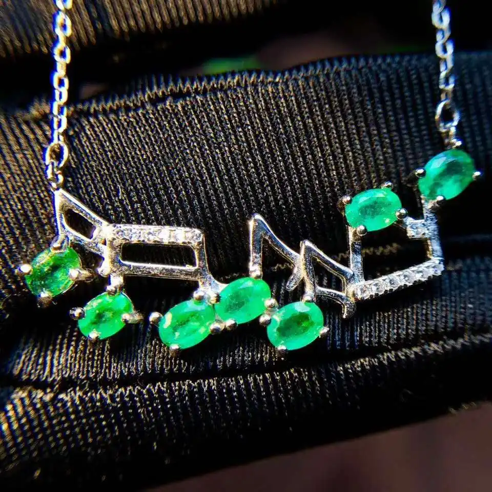 

100% Natural And Real Emerald Pendant Solid S925 Sterling Silver Emerald necklace For Women Colour Gem Stone Fine Jewelry