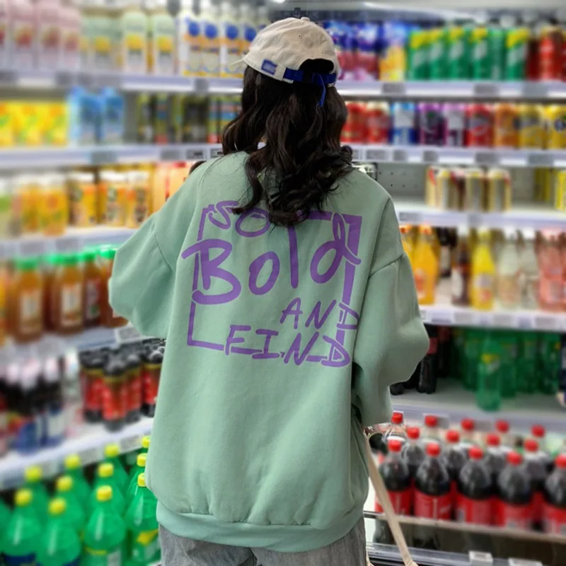 

Women Letter Print Sweatshirts Casual O-Neck Pullovers Autumn Long Sleeve Sweatshirts